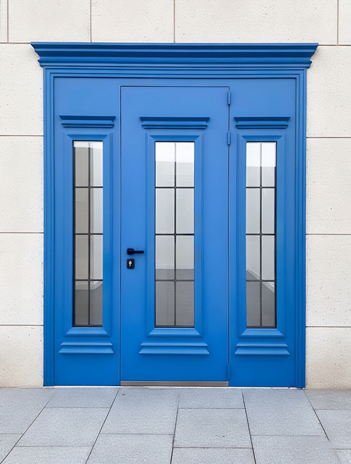 Синяя дверь со стеклами
