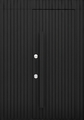Стальная термодверь с боковым расширением, скрытыми петлями, бугельной ручкой (черный МДФ RAL с рейками)