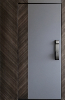 Стальная дверь с боковым расширением, скрытыми петлями, умным замком и комбинированной отделкой МДФ